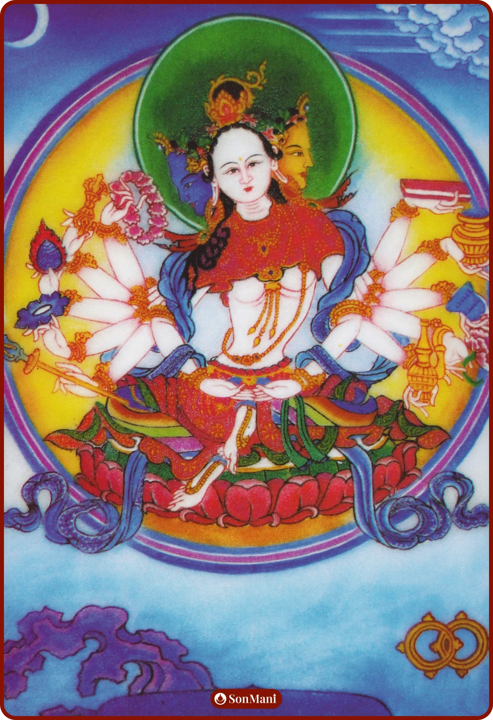Gemstone painting of Chandrakanti Tara from the Drukpa lineage