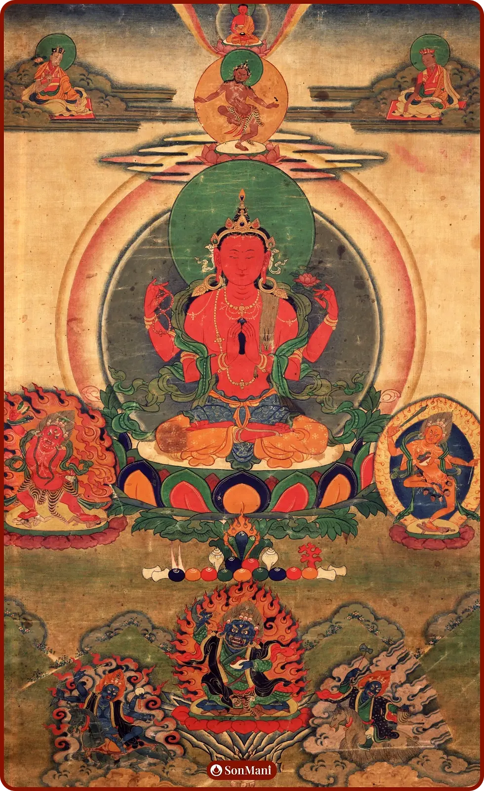 Thangka painting of Jinasagara Avalokiteshvara, from Tibet.