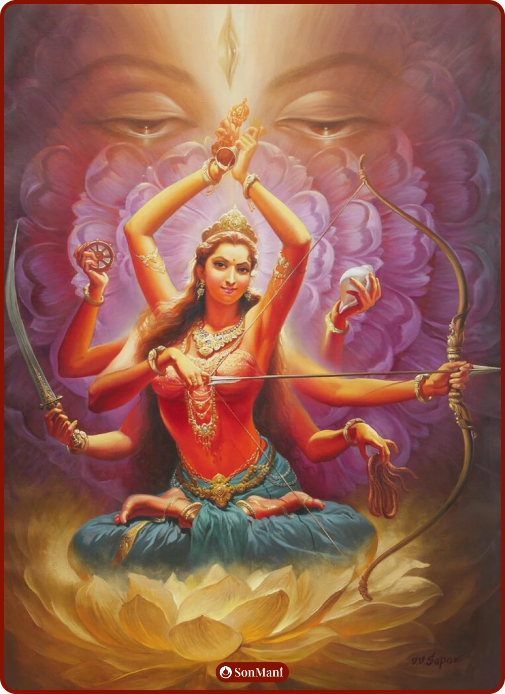 Painting of Pravira Tara in Indian style, by artist V.V.Sapar