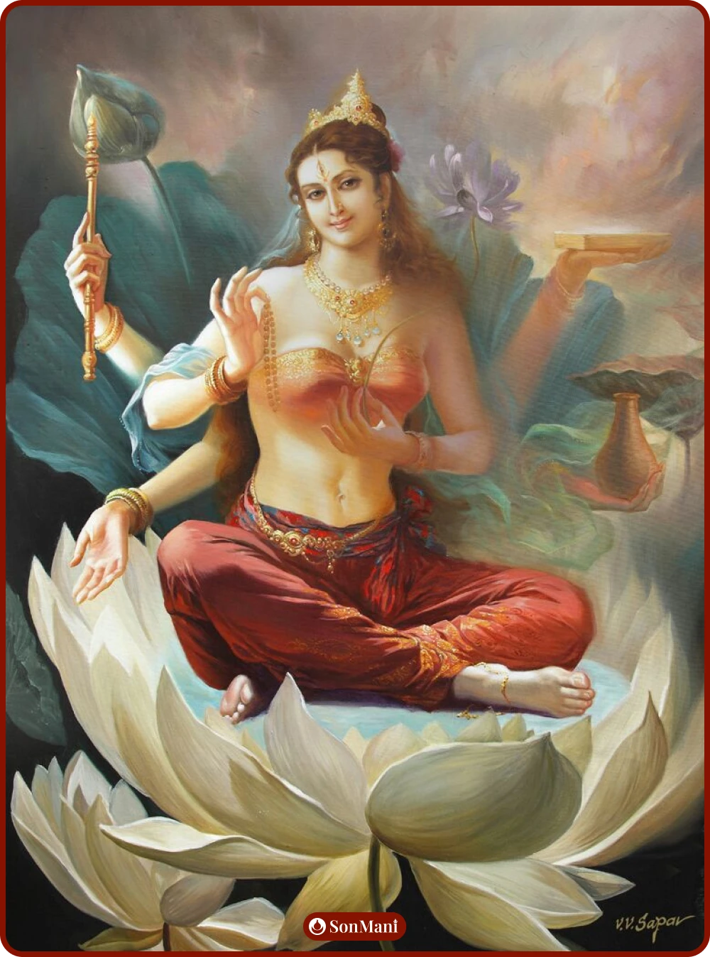 Mahashanti Tara painting in Indian style by artist V.V.Sapar