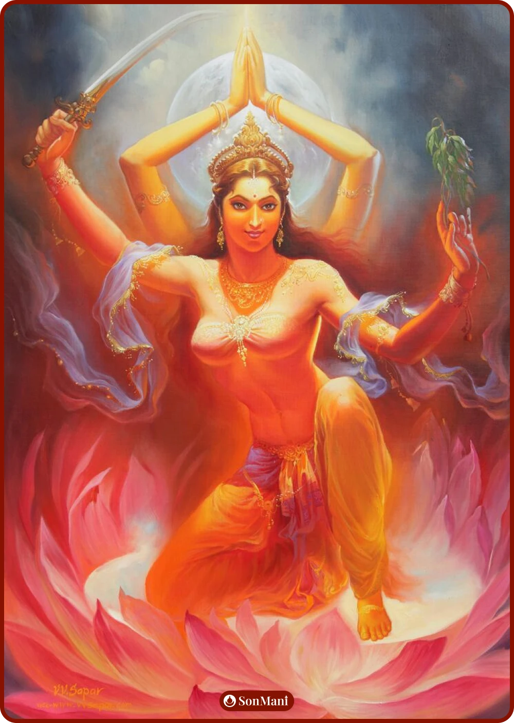 Shokavinodana Tara painting in Indian style by artist V.V.Sapar