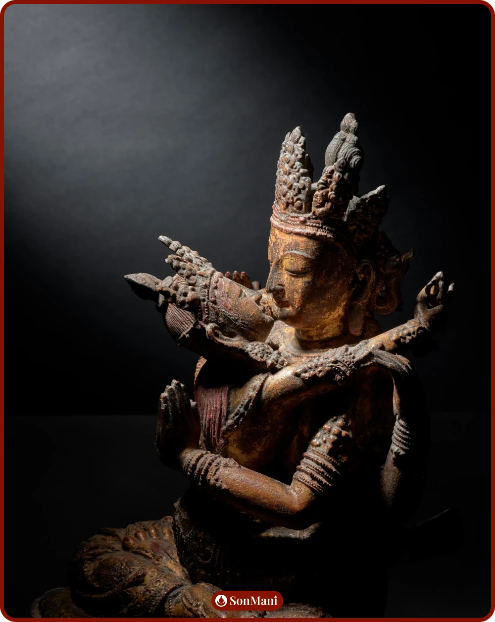 Wooden statue of Jinasagara Avalokiteshvara, from China.