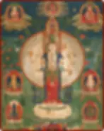 Thangka painting of the Thousand-Armed Avalokiteshvara from Tibet.