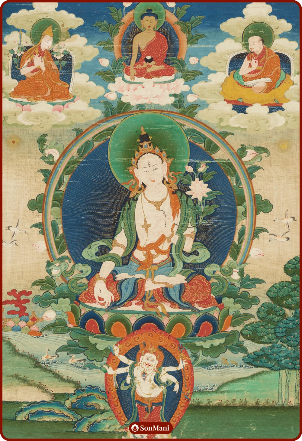 White Tara thangka painting on canvas, from Tibet