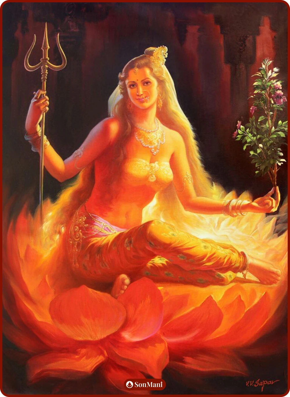 Raganisudana Tara painting in Indian style by artist V.V.Sapar
