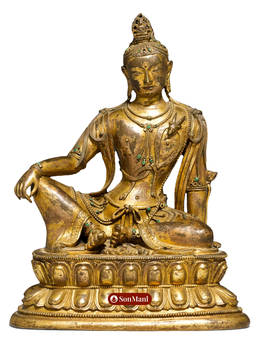 Metallic statue of Chittavishramana Avalokiteshvara from China