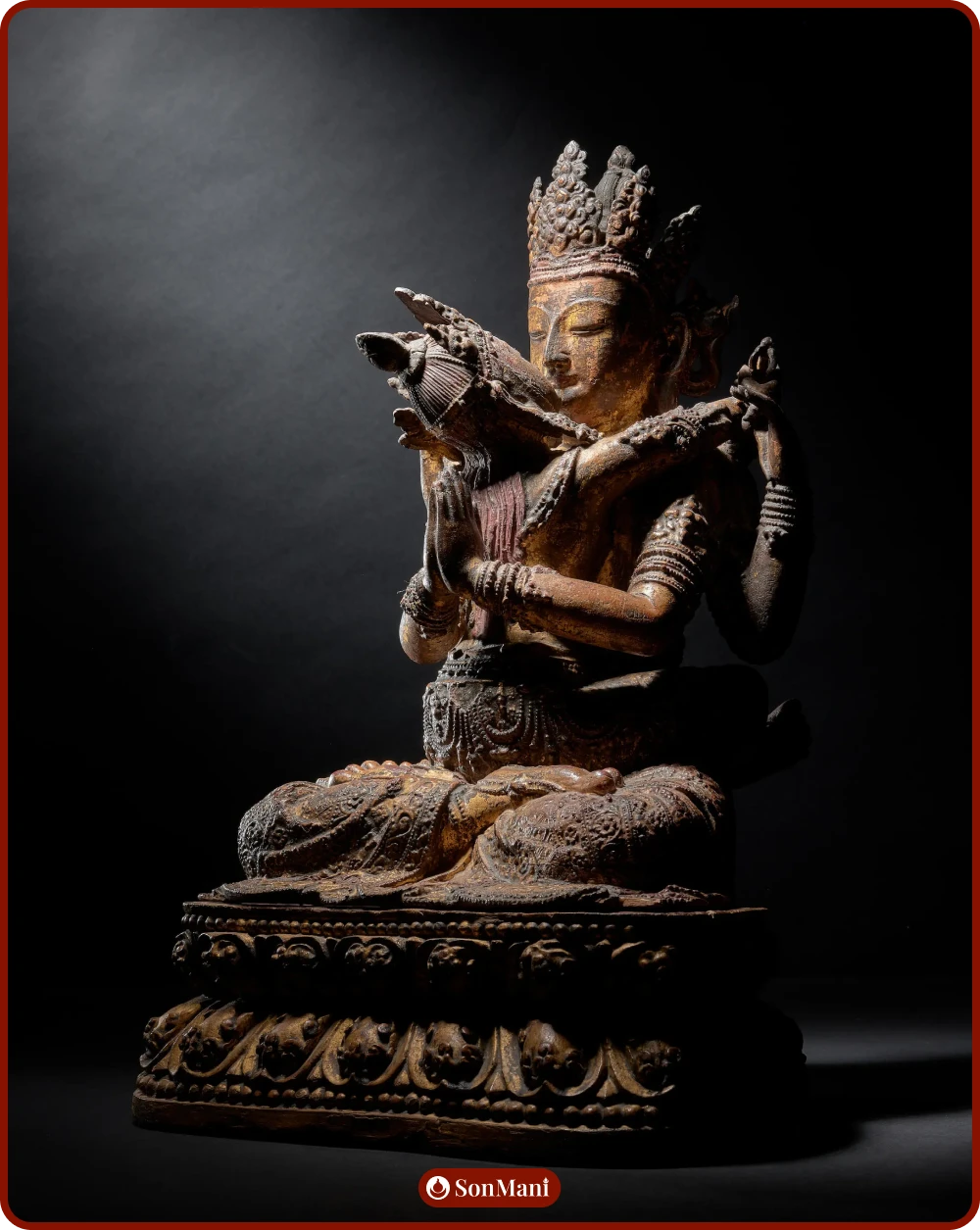 Wooden statue of Jinasagara Avalokiteshvara, from China.