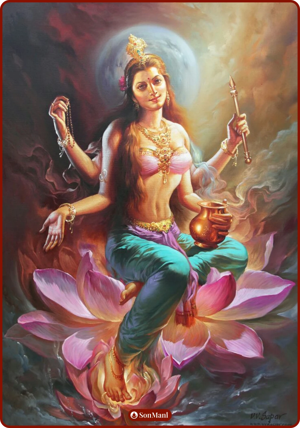 Ushnishavijaya Tara painting in Indian style by V.V.Sapar