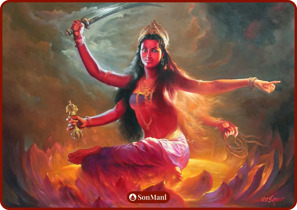 Trailokyavijaya Tara in Indian style by artist V.V.Sapar