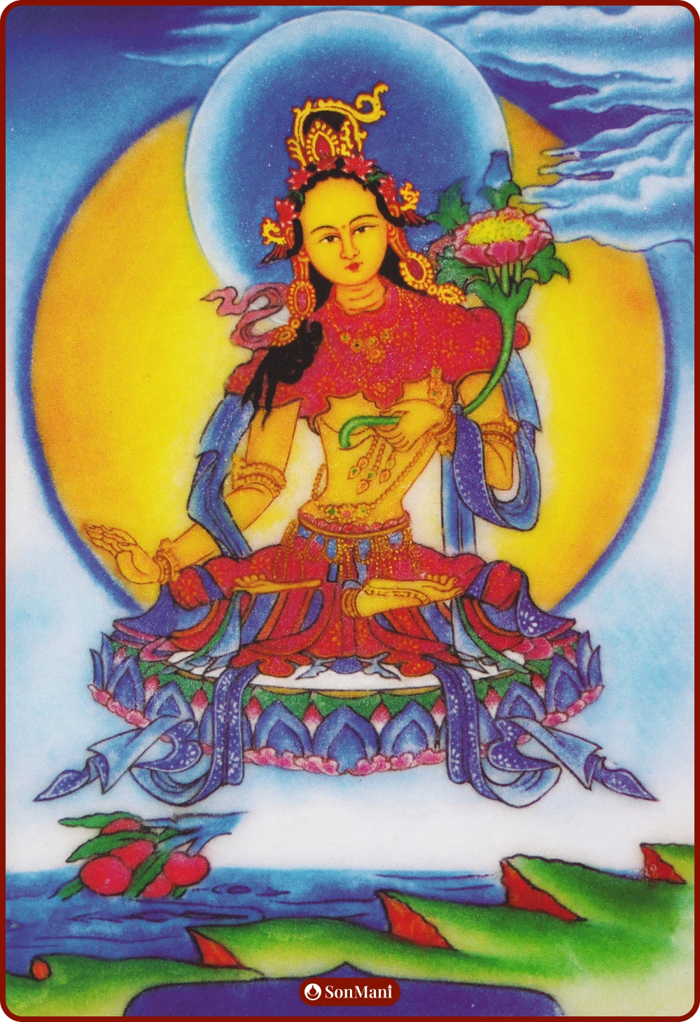 Humsvaranadini Tara on gemstone painting from the Drukpa lineage