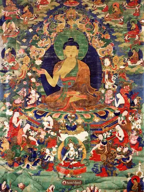 Shakyamuni Buddha discoursing on the Lotus Sutra.