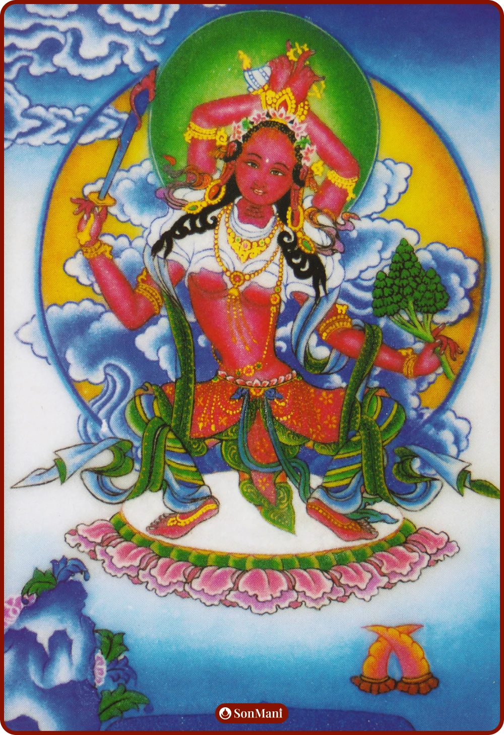 Shokavinodana Tara on gems painting by Drukpa lineage