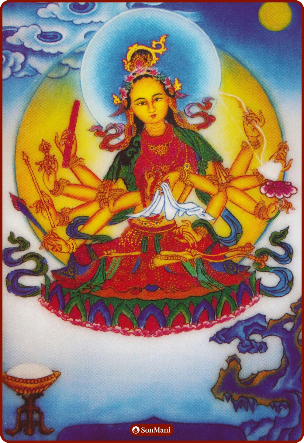 Kanakavarna Tara painting in gemstone by the Drukpa lineage