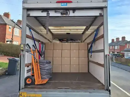 Boxes in rear of Shift It Man and Van Removals Luton van.