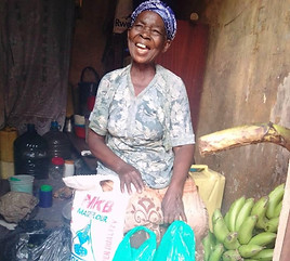 Bananas received in Christmas hamper Ugandan lady bananas