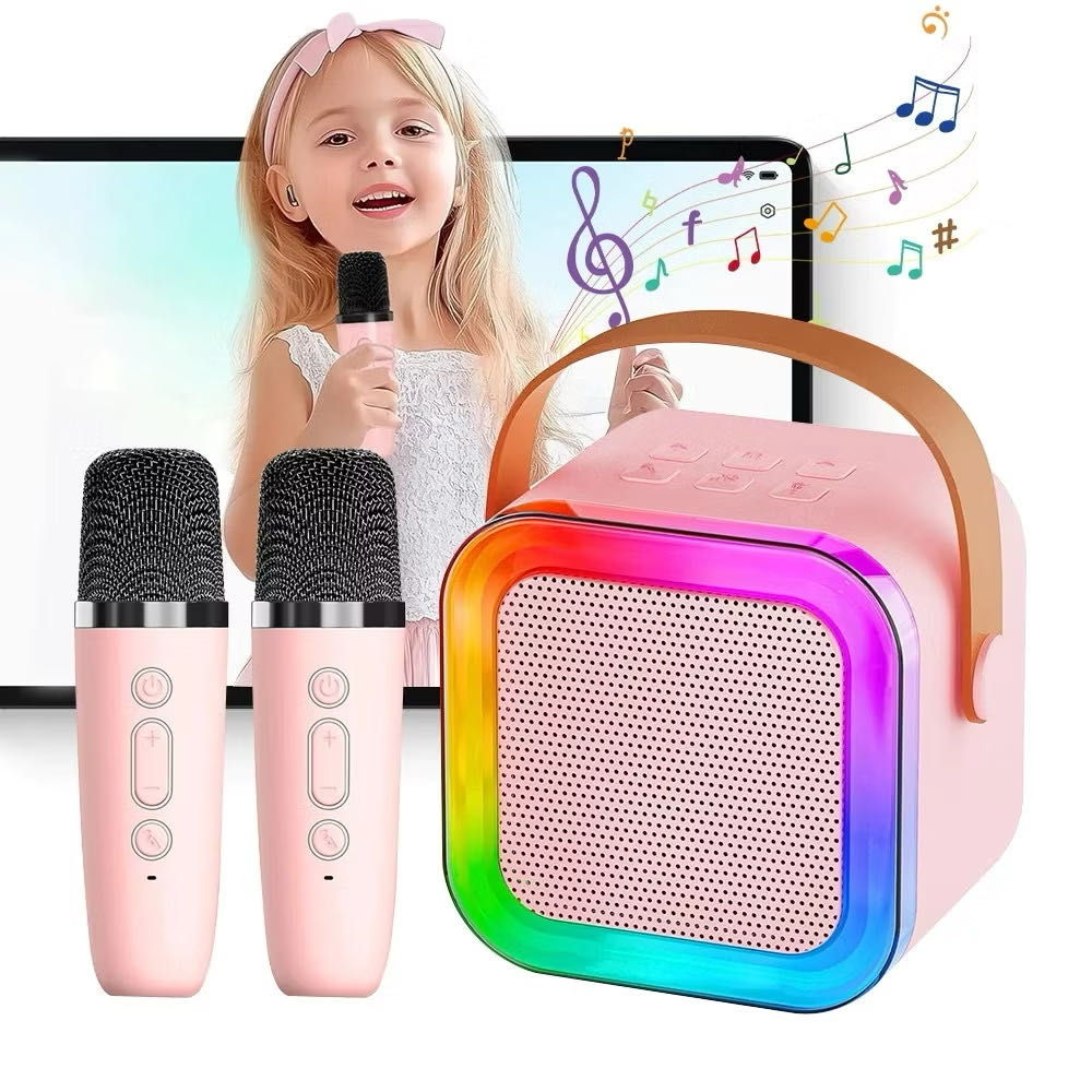 Caixa de Som Bluetooth Portátil Karaokê com 2 Microfones Sem Fio