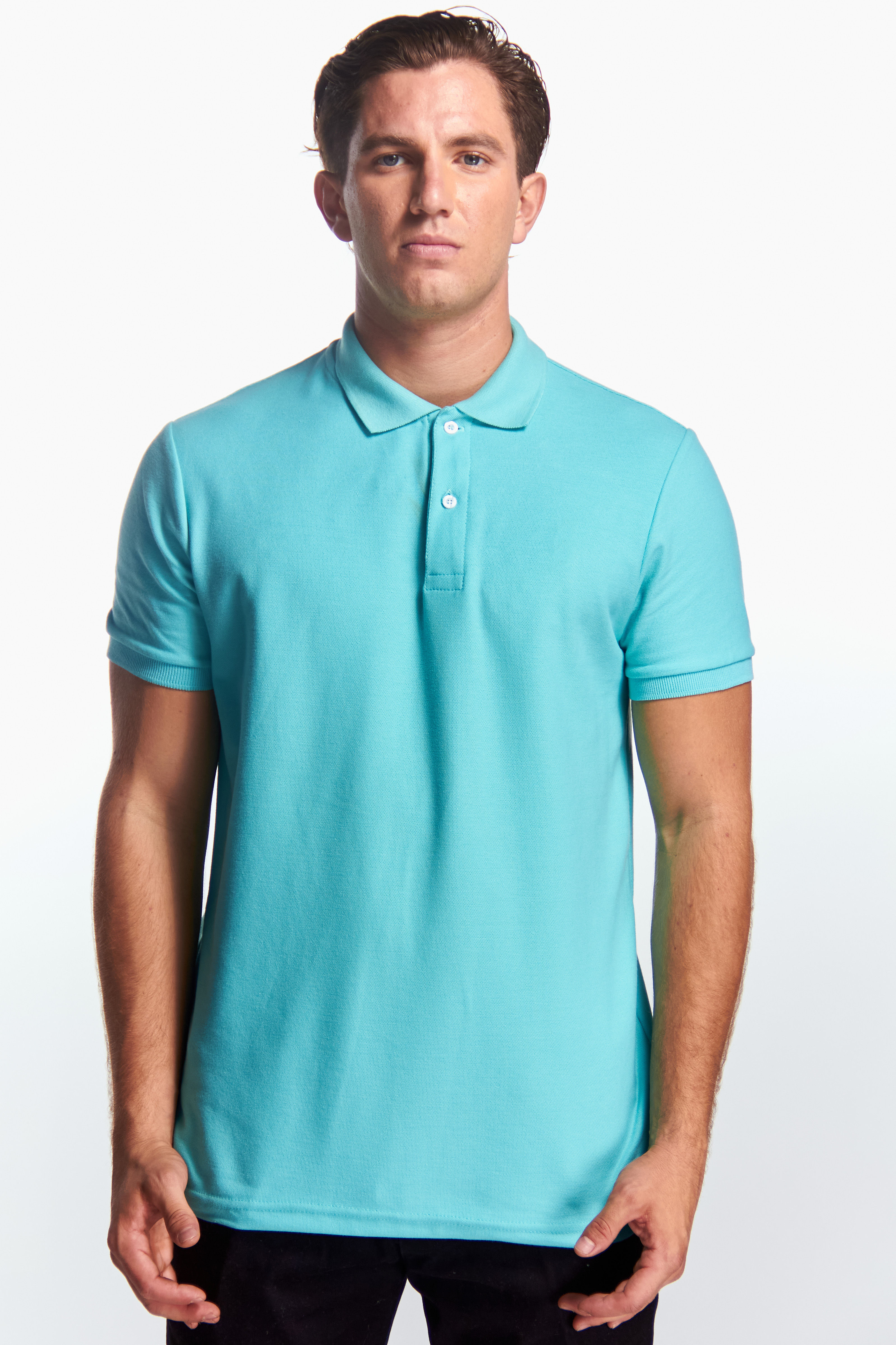 Polo homme manches courtes – Uni Cyan