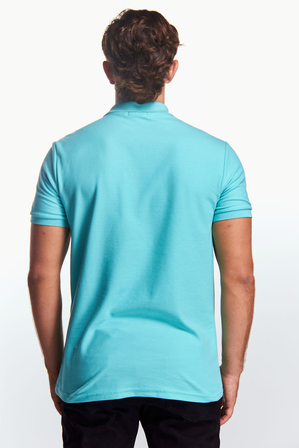 Miniature : Polo homme manches courtes – Uni Cyan