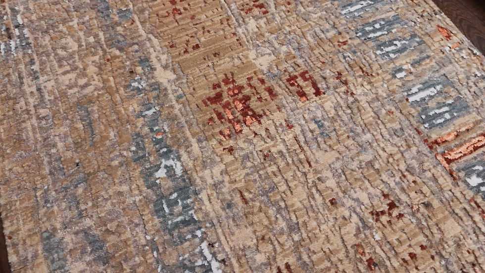 Thumbnail: 2'7"x12'2" Handmade Wool Indo Ikat Abstract Light Taupe - 8722-16
