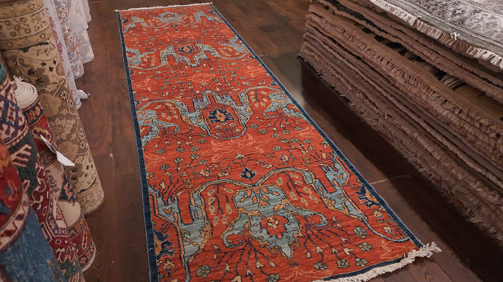 Thumbnail: 3'0"x10'4" Handmade Wool Pak Serapi Runner Dark Coral - 2860-580