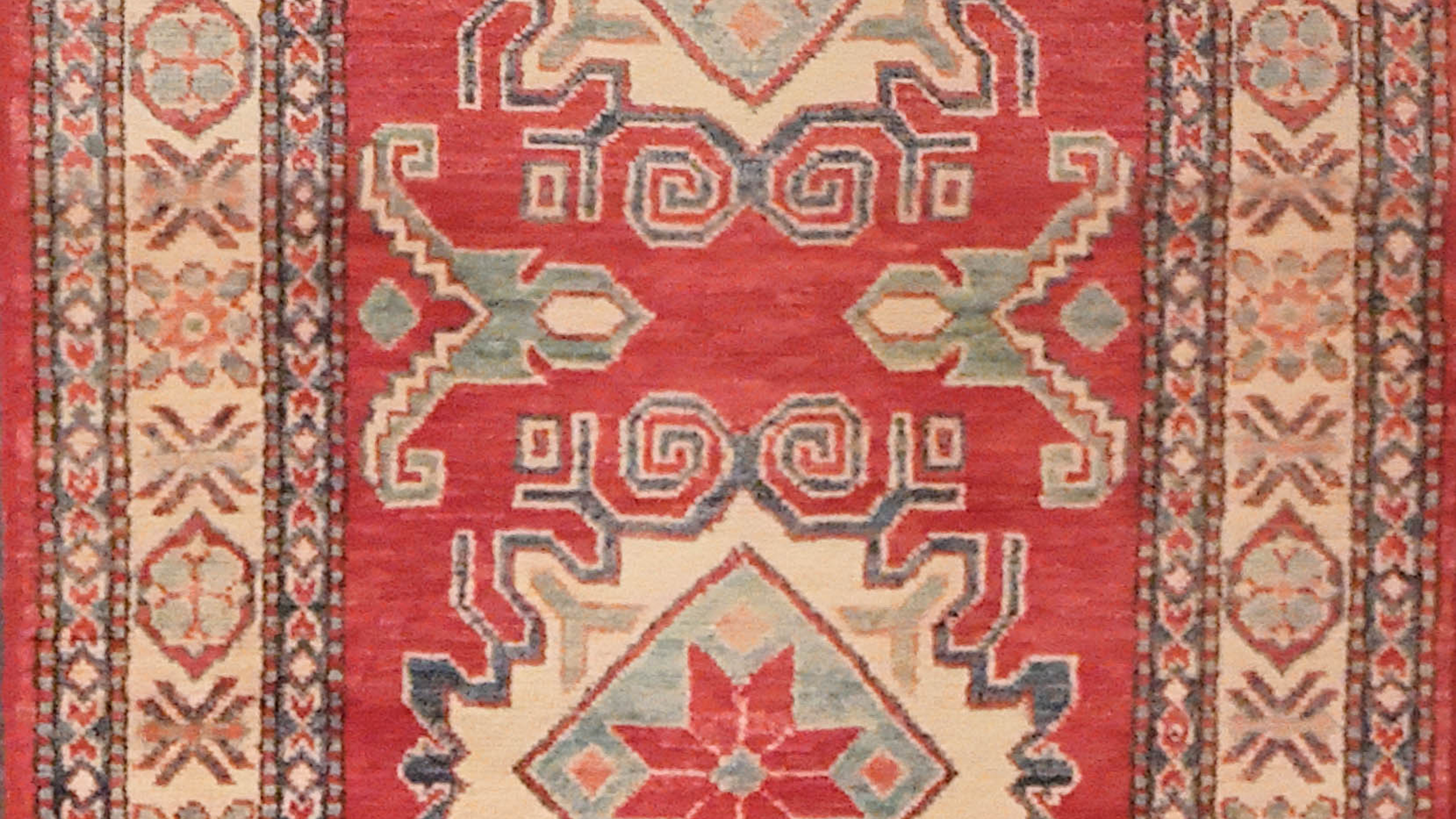 3'0"x7'4" Handmade Wool Kazak Chestnut Red Runner - 1497-97