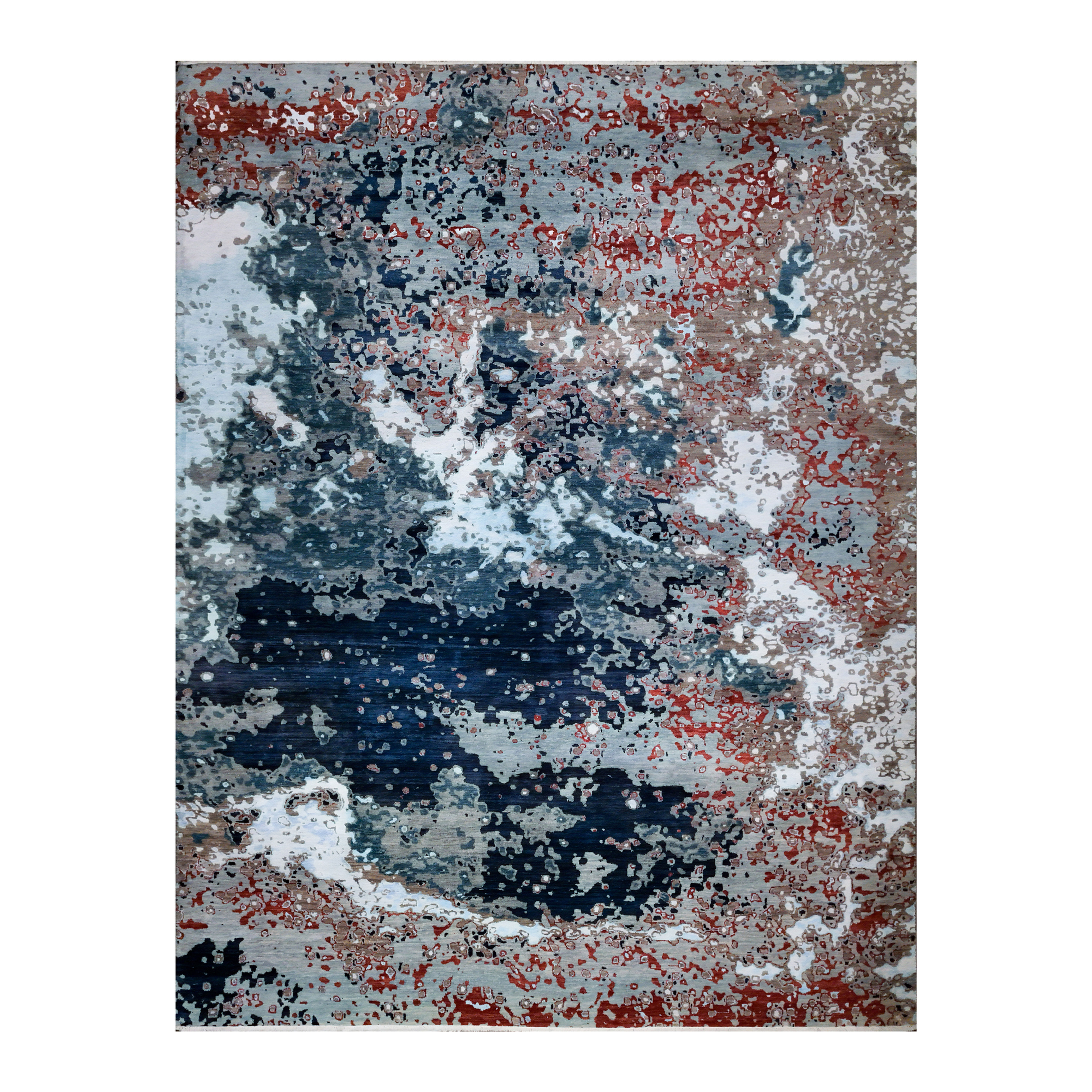 9'3"x12'3" Indian Handmade Modern Rust/Tan/Grey M7006-20