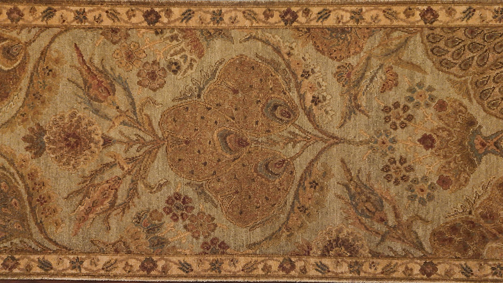 Thumbnail: 2'7"x11'1" Handmade Wool Indo Ikat Runner Light Taupe - 8751-256