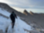 Tumbles pack for the PCT. Here he is descending Whitney after a very cold sunrise. 