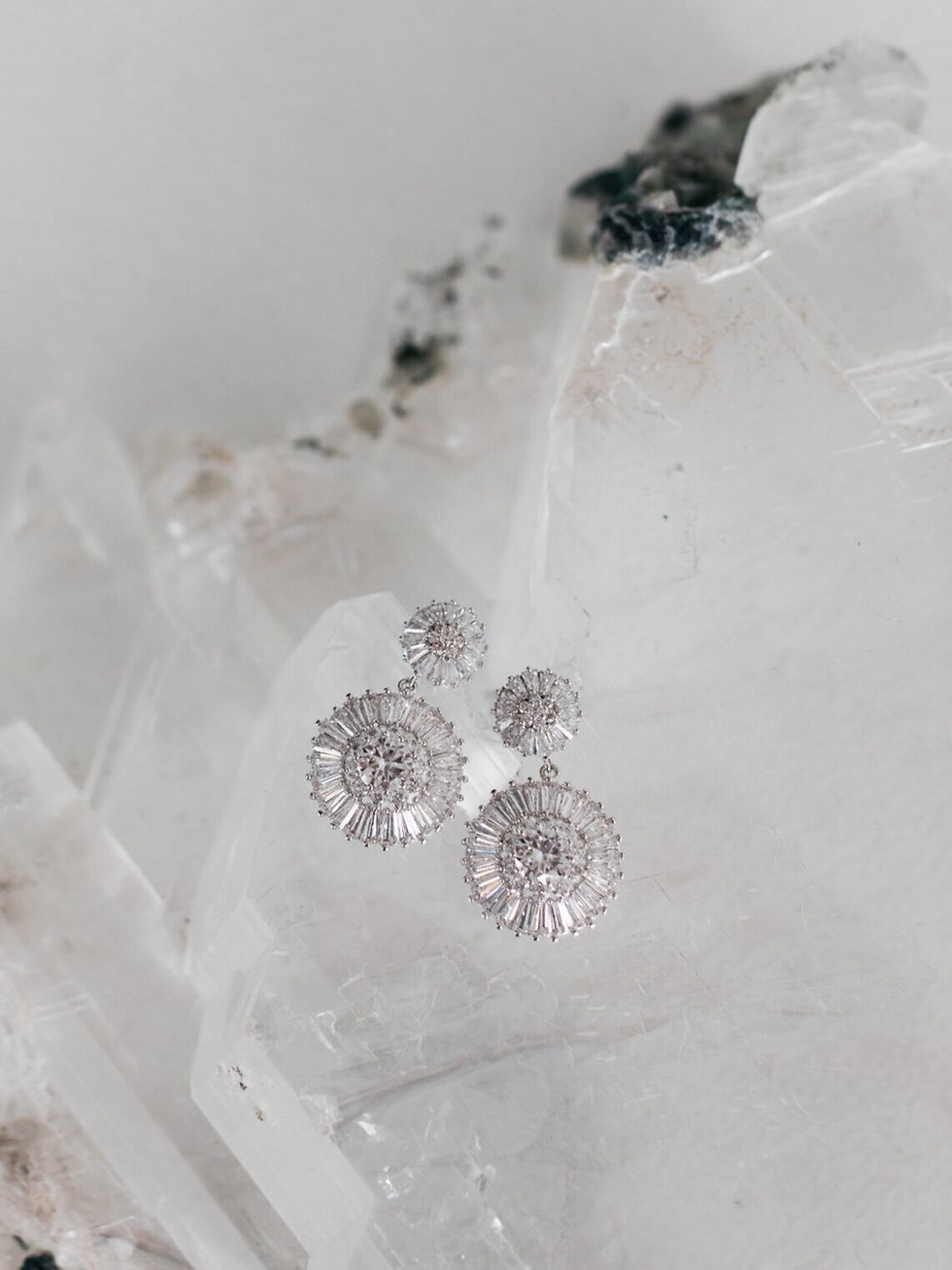 Thumbnail: NATALIA - DIAMOND DOUBLE DROP WEDDING EARRINGS