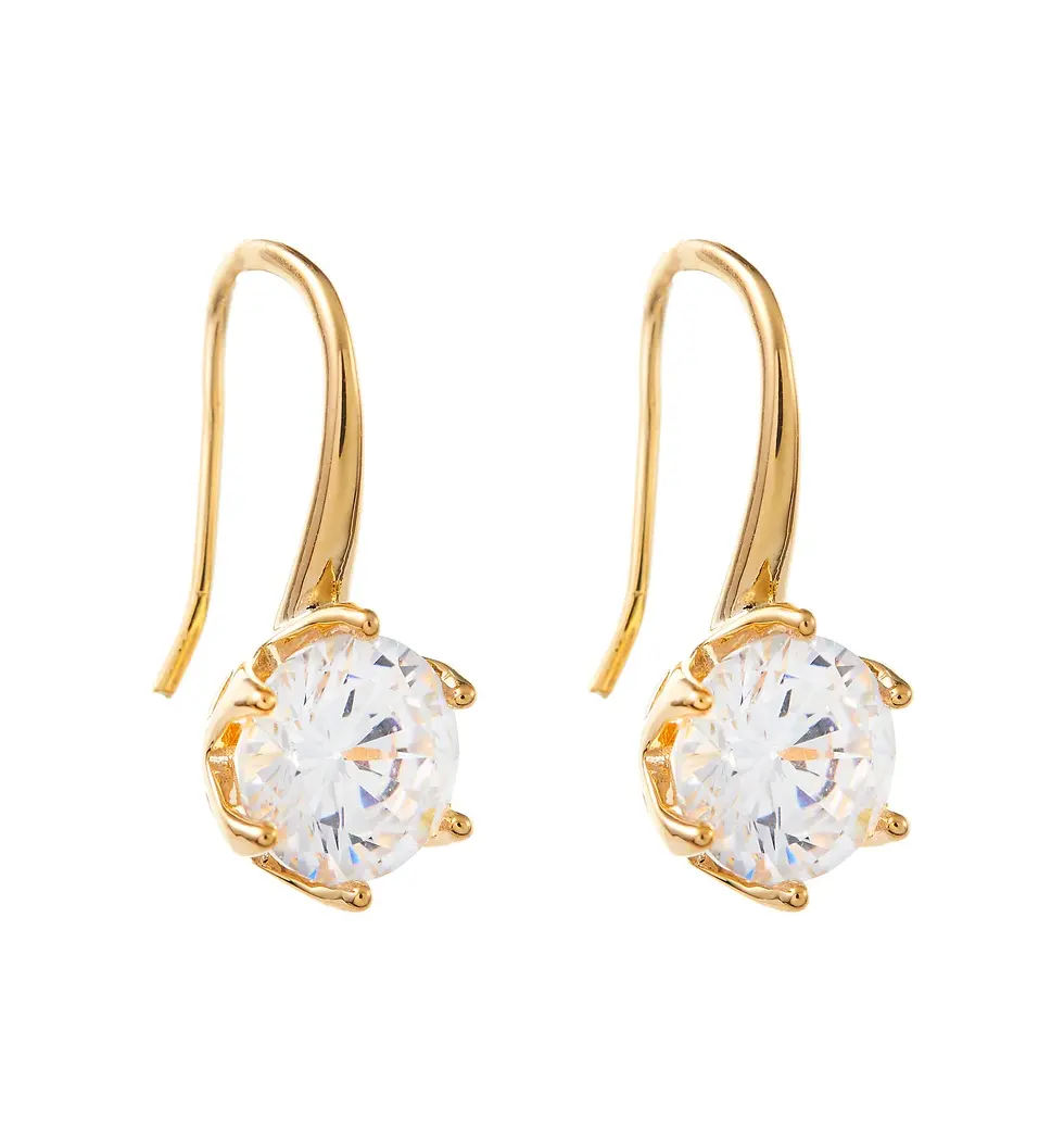 Thumbnail: GRACE - SINGLE-DROP CRYSTAL WEDDING EARRING -GOLD