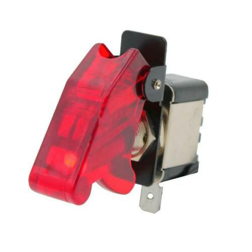 Thumbnail: On/Off Toggle Switch RED LED Light w/ Missile Cover Heavy Duty SPST 12V/20A