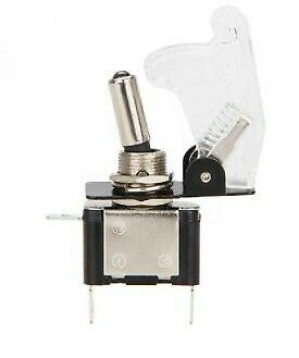 Thumbnail: On/Off Toggle Switch WHITE LED Light w/ Missile Cover Heavy Duty SPST 12V/20A