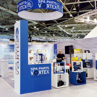 Diseño de stand para la empresa inglesa Spa Parts Vortex. Lyon 2018.