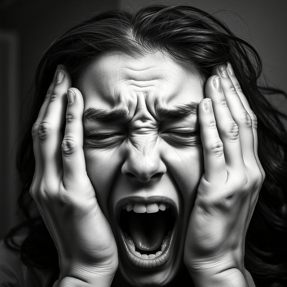 woman screaming, overhwhelmed