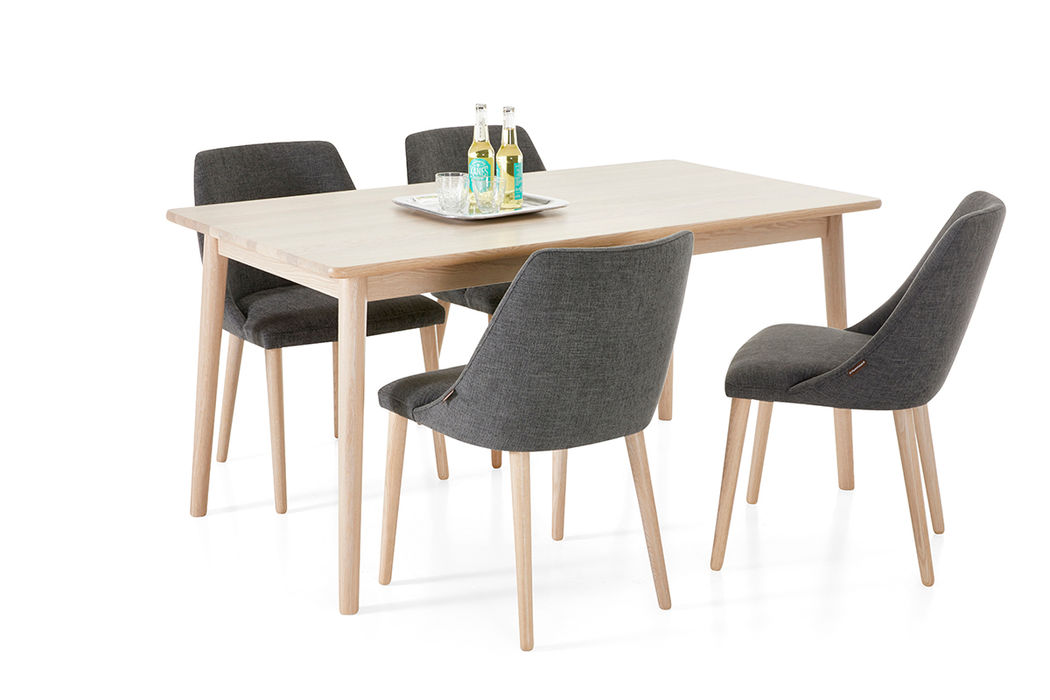 Rondo ruokatuoli ja Louhi ruokapöytä 150x80cm, Väri: Nordic, Verhoilu: Oliver 173 -kangas