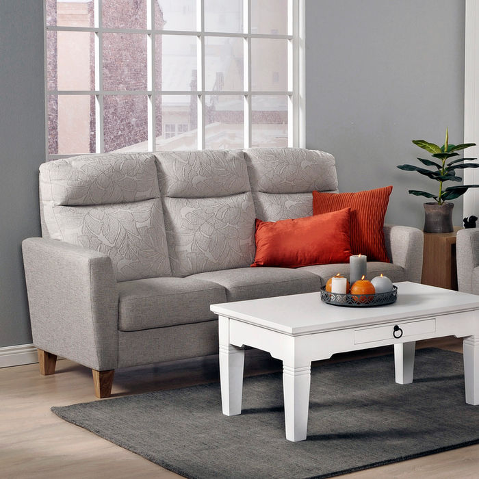 Verdi 3-istuttava sohva, Verhoilu: Goes ja Leaf -kangas, Jalat: 104/12 Pähkinä