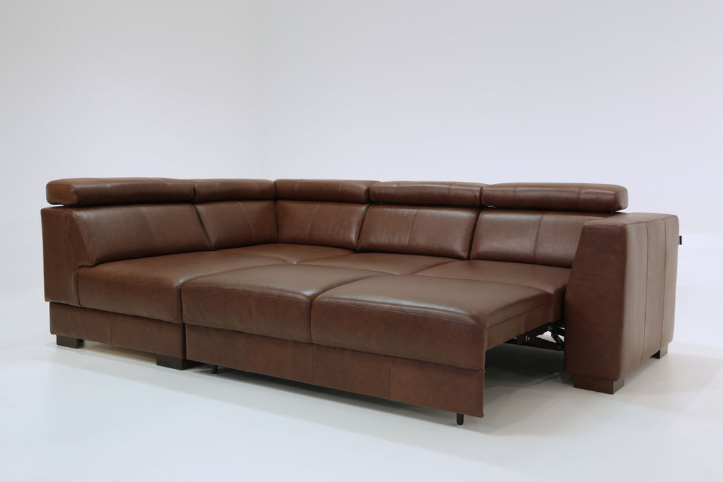 Halti avokulmavuodesohva, Verhoilu: Labrador 33 LUX -nahka, Jalat: 402/6 Pähkinä