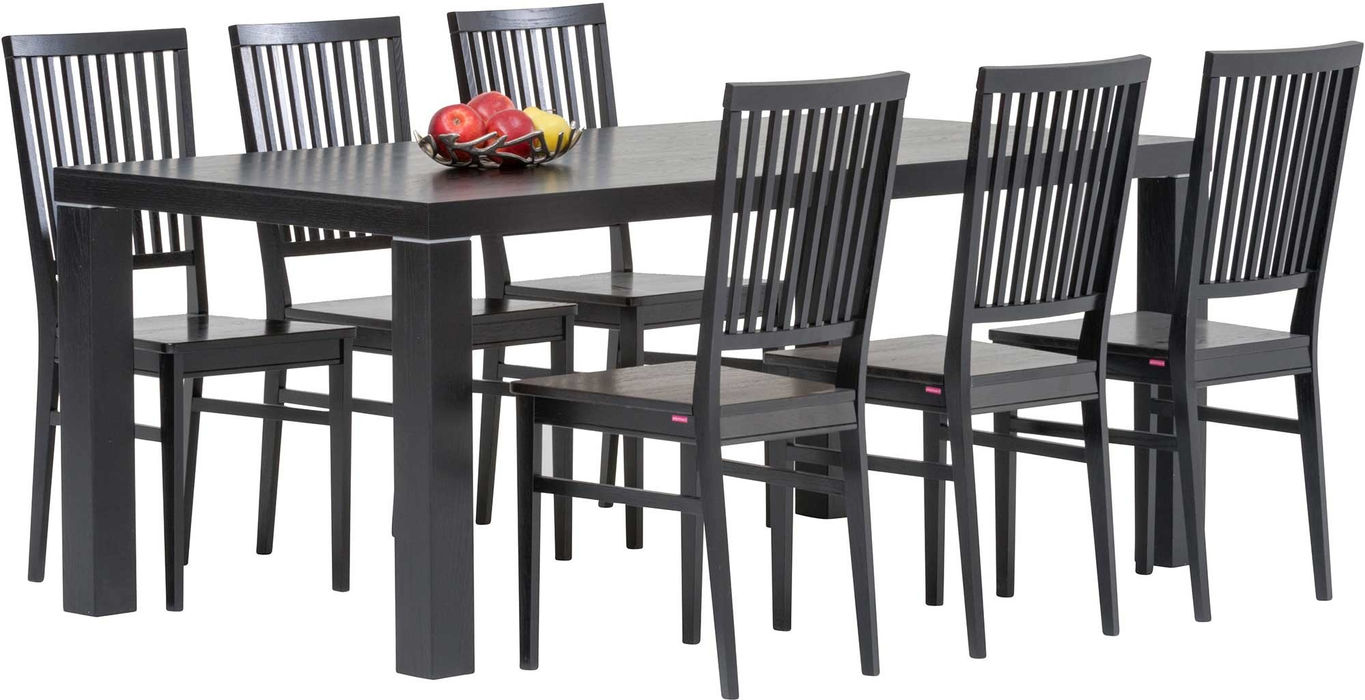 Line ruokapöytä 180x95cm ja Kartano ruokatuoli, Väri: Musta