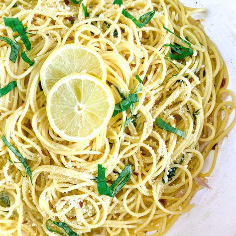 One Pan Lemon Basil Spaghetti