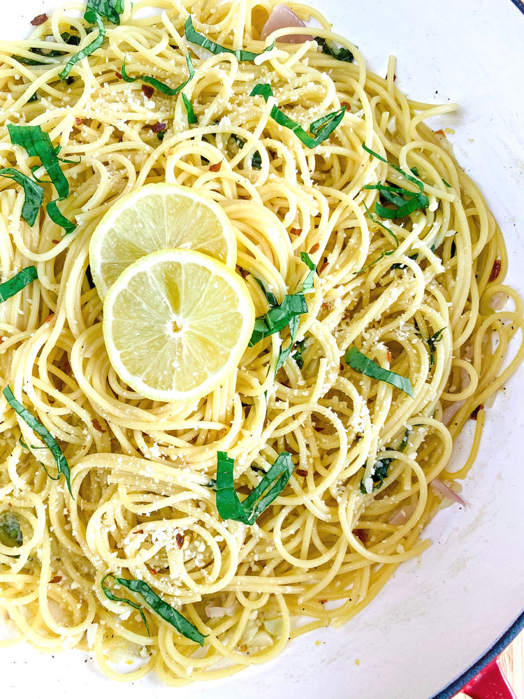 One Pan Lemon Basil Spaghetti