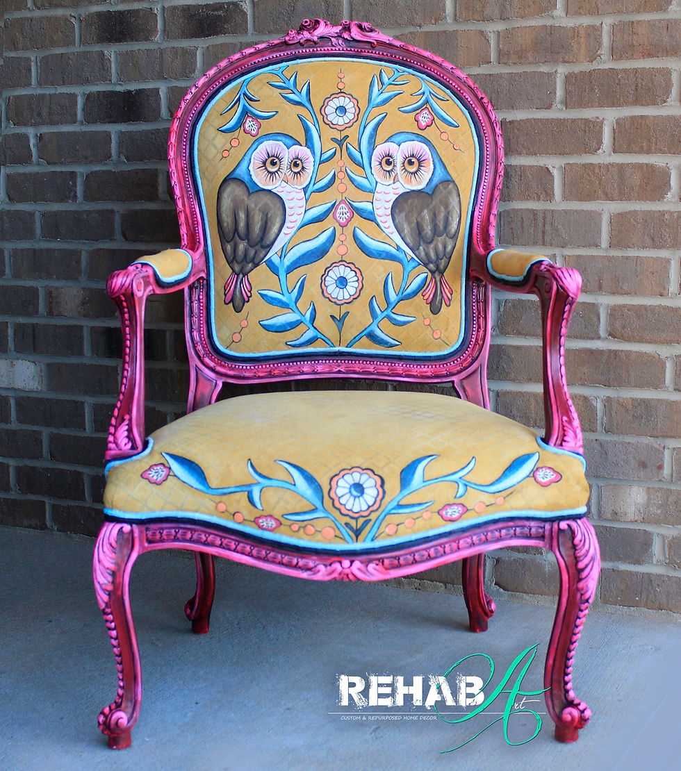 Thumbnail: Hand - Painted "Garden Owls " Accent Chair
