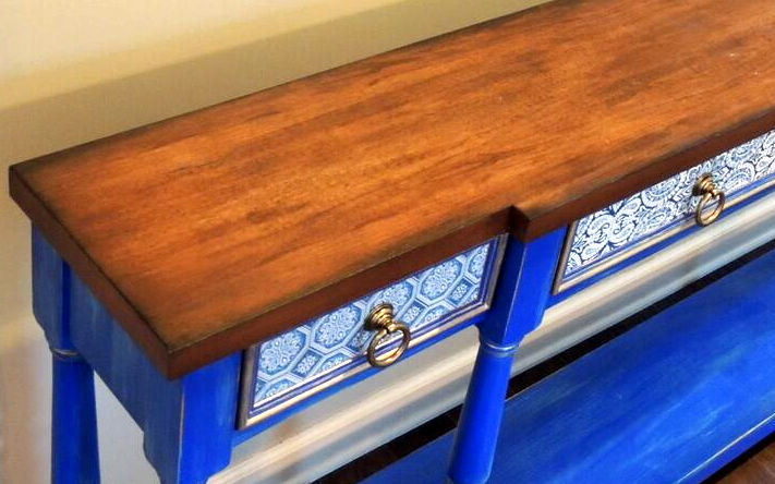 Thumbnail: "Blue and Tonic" Console Table Cobalt Gold Finish