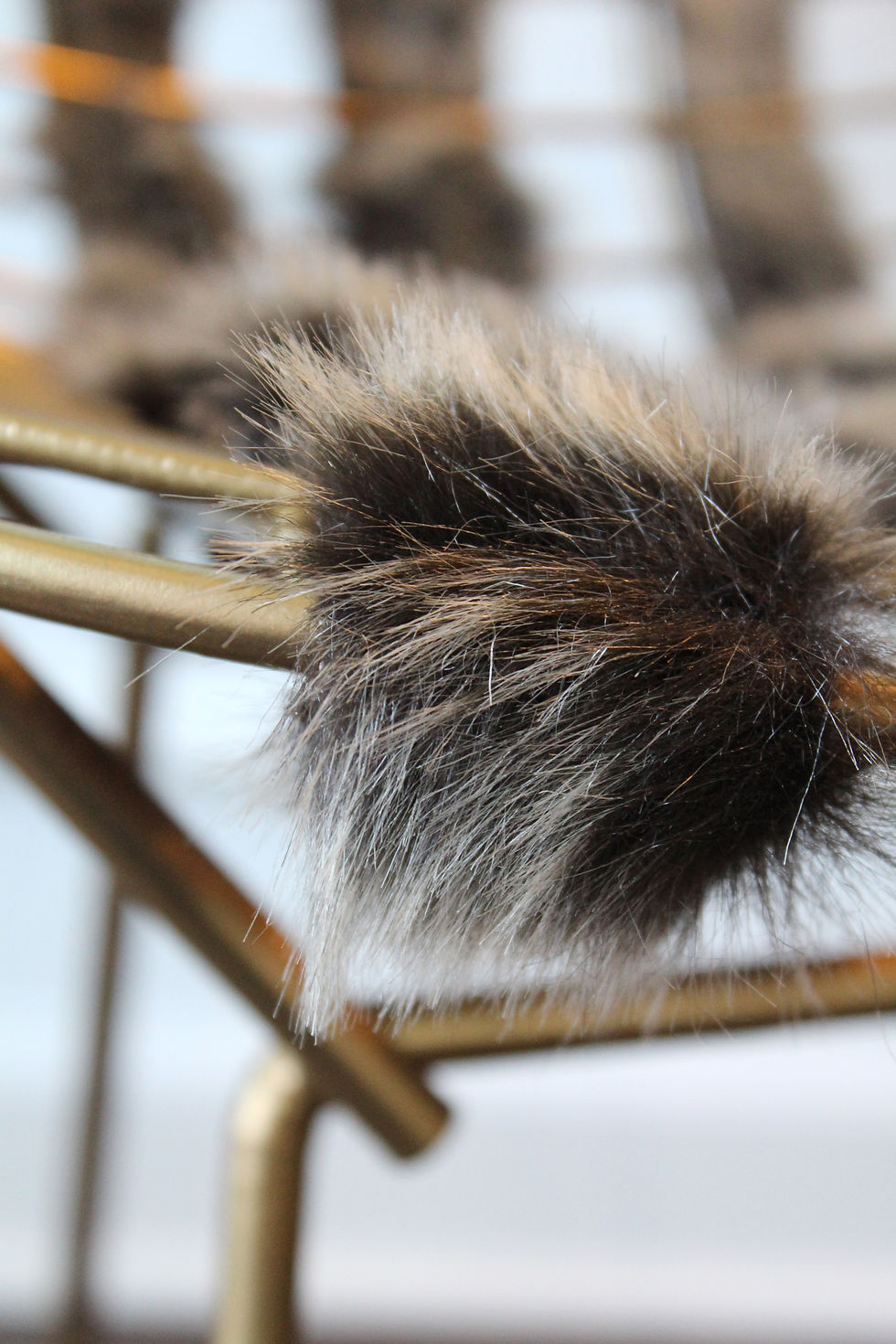 Thumbnail: "Bertoia" Style Gold Wire Fur Side Chairs Set of 2