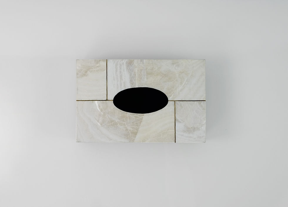 Miniature : white mother of pearl tissue box by ginger brown
