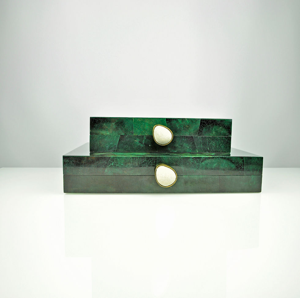 Thumbnail: two green mother of pearl jewel boxes