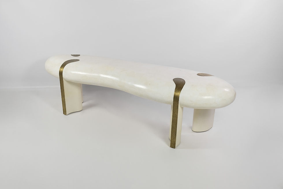 Thumbnail: bench in rock crystal and brass by ginger brown
