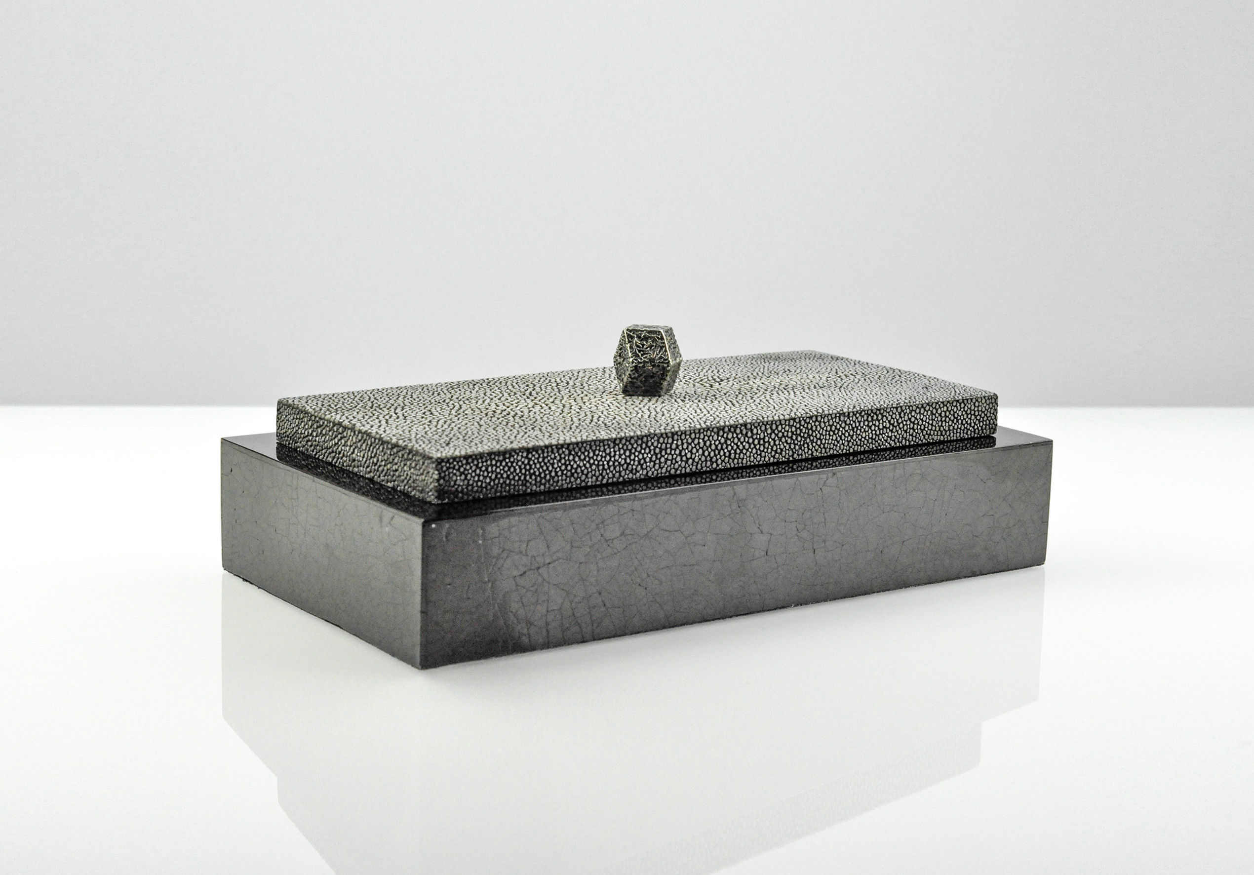 shagreen jewel box with black mother of pearl