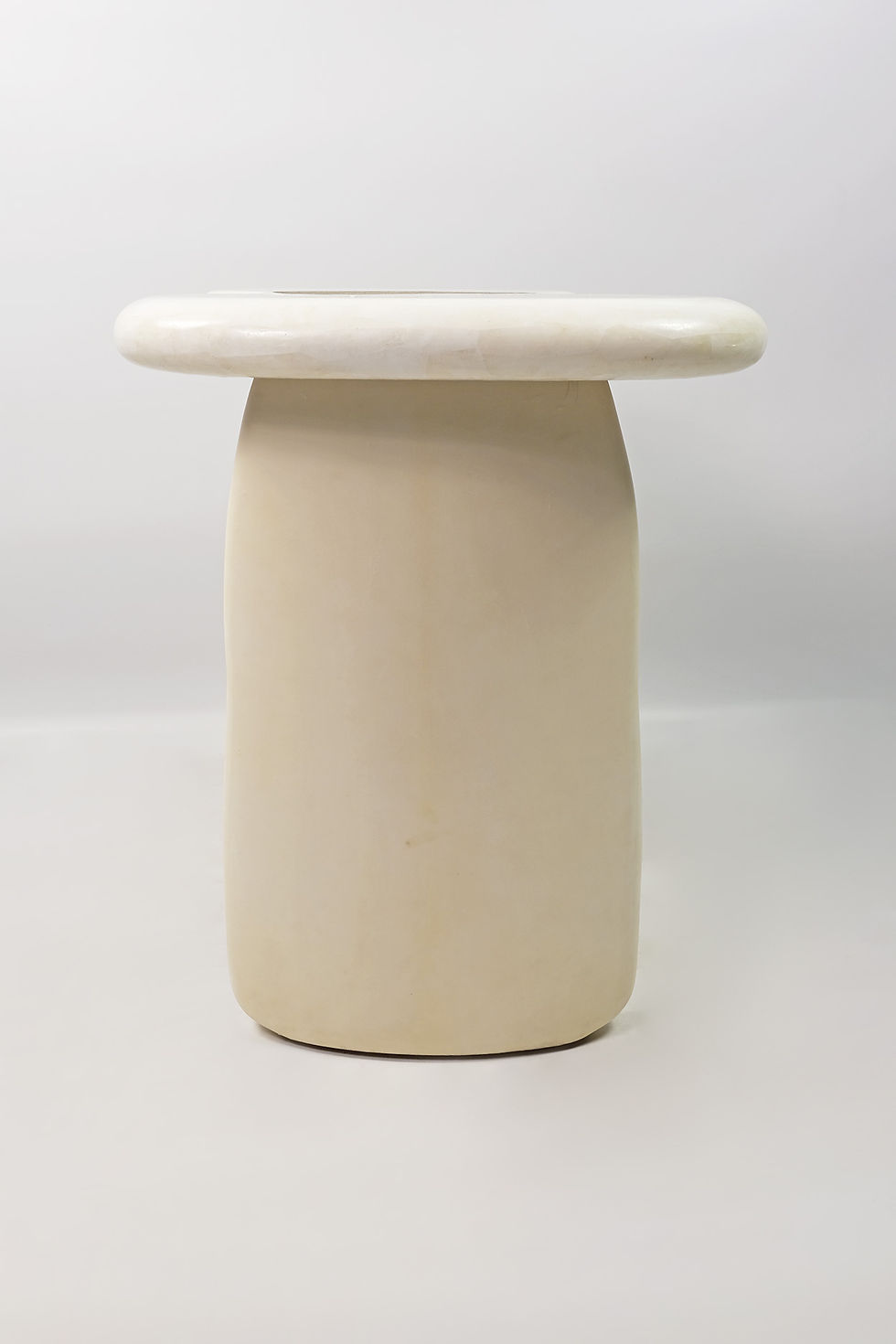 Thumbnail: side table in rock crystal with parchment legs and brass by ginger brown