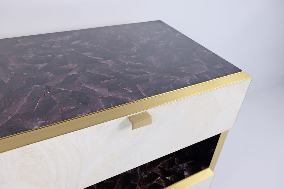 Miniature : purple and white mother of pearl bedside by ginger brown