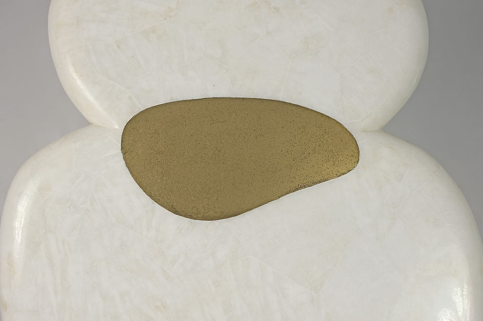 Thumbnail: side table in rock crystal with parchment legs and brass by ginger brown